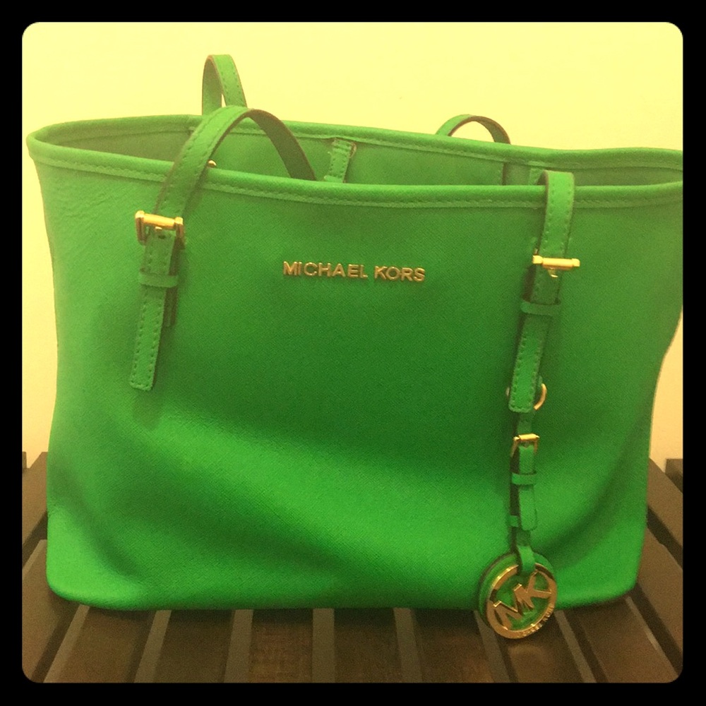 Michael Kors bright green medium sized tote